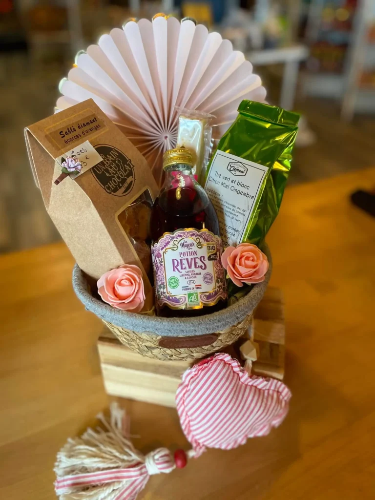 belle présentation de panier garni